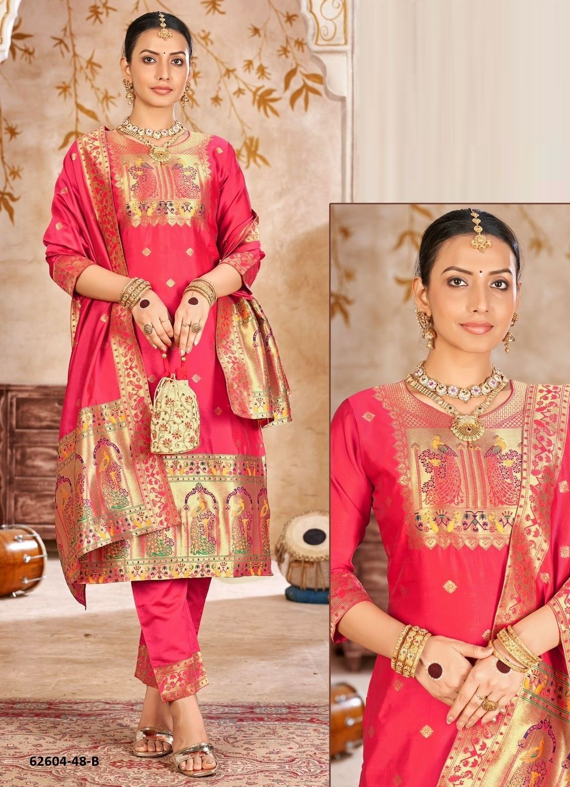 SERIES P48 - Catalog # 62604 (Set of 4 SIZE-SETS [Readymade Salwar Suits]) by Desi Muse