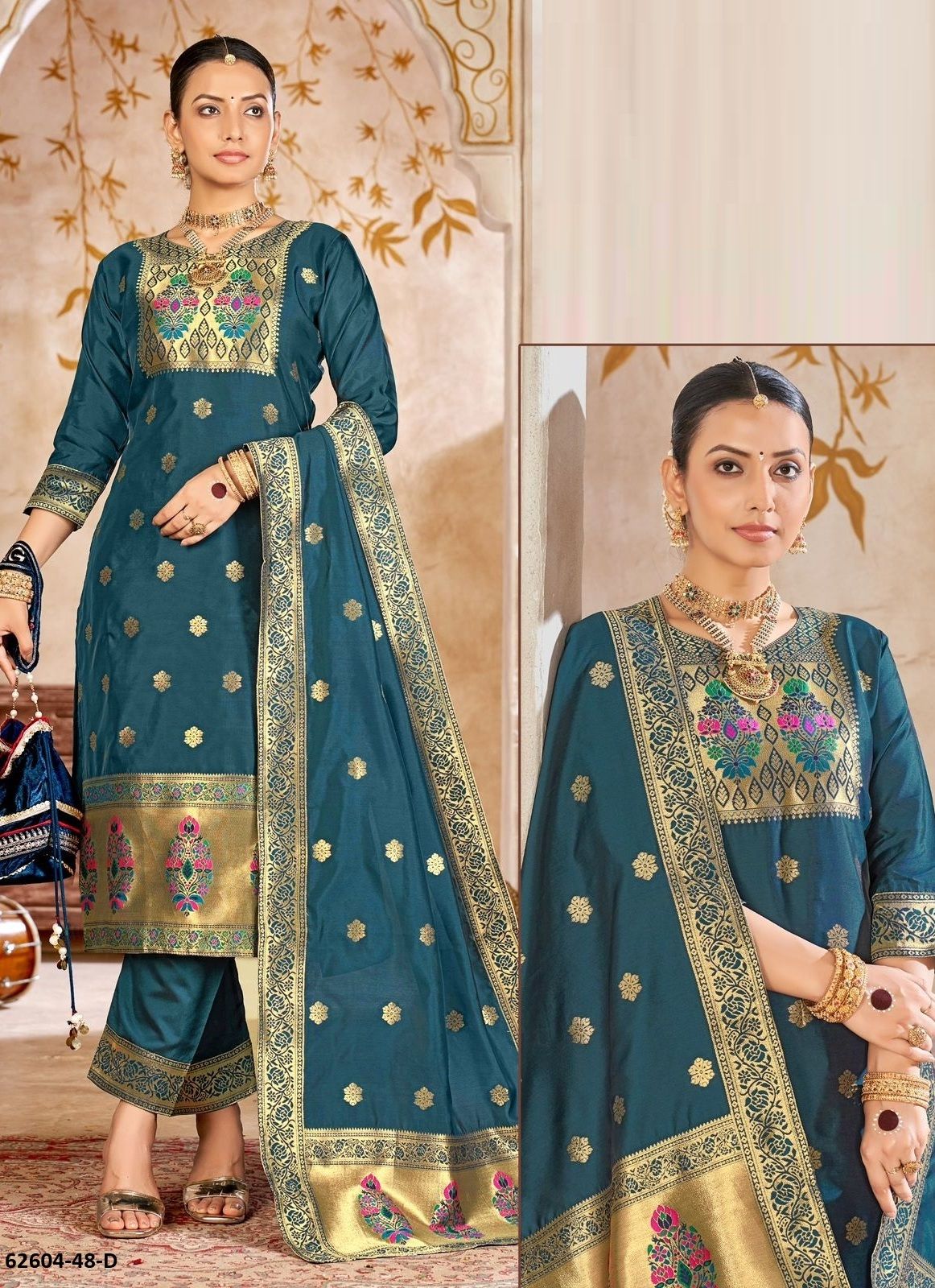 SERIES P48 - Catalog # 62604 (Set of 4 SIZE-SETS [Readymade Salwar Suits]) by Desi Muse