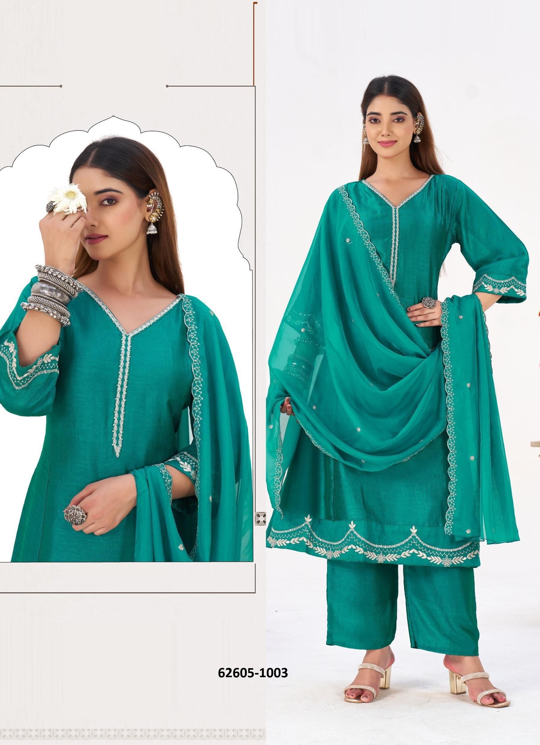 SHEFALI - Catalog # 62605 (Set of 4 Readymade Salwar Suits) by Serengeti SHEFALI - Catalog # 62605 (Set of 4 Readymade Salwar Suits) by Serengeti
