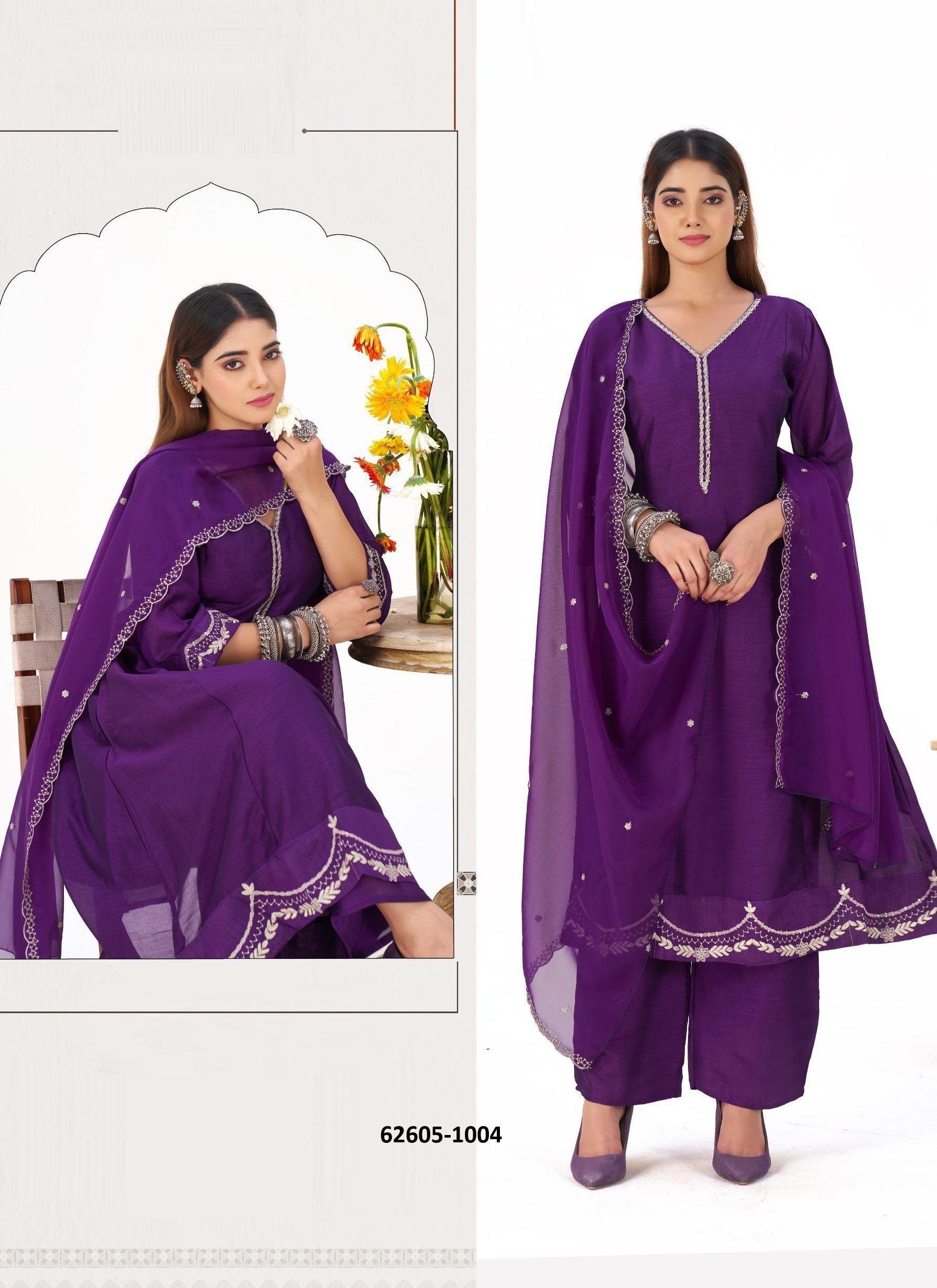 SHEFALI - Catalog # 62605 (Set of 4 Readymade Salwar Suits) by Serengeti SHEFALI - Catalog # 62605 (Set of 4 Readymade Salwar Suits) by Serengeti