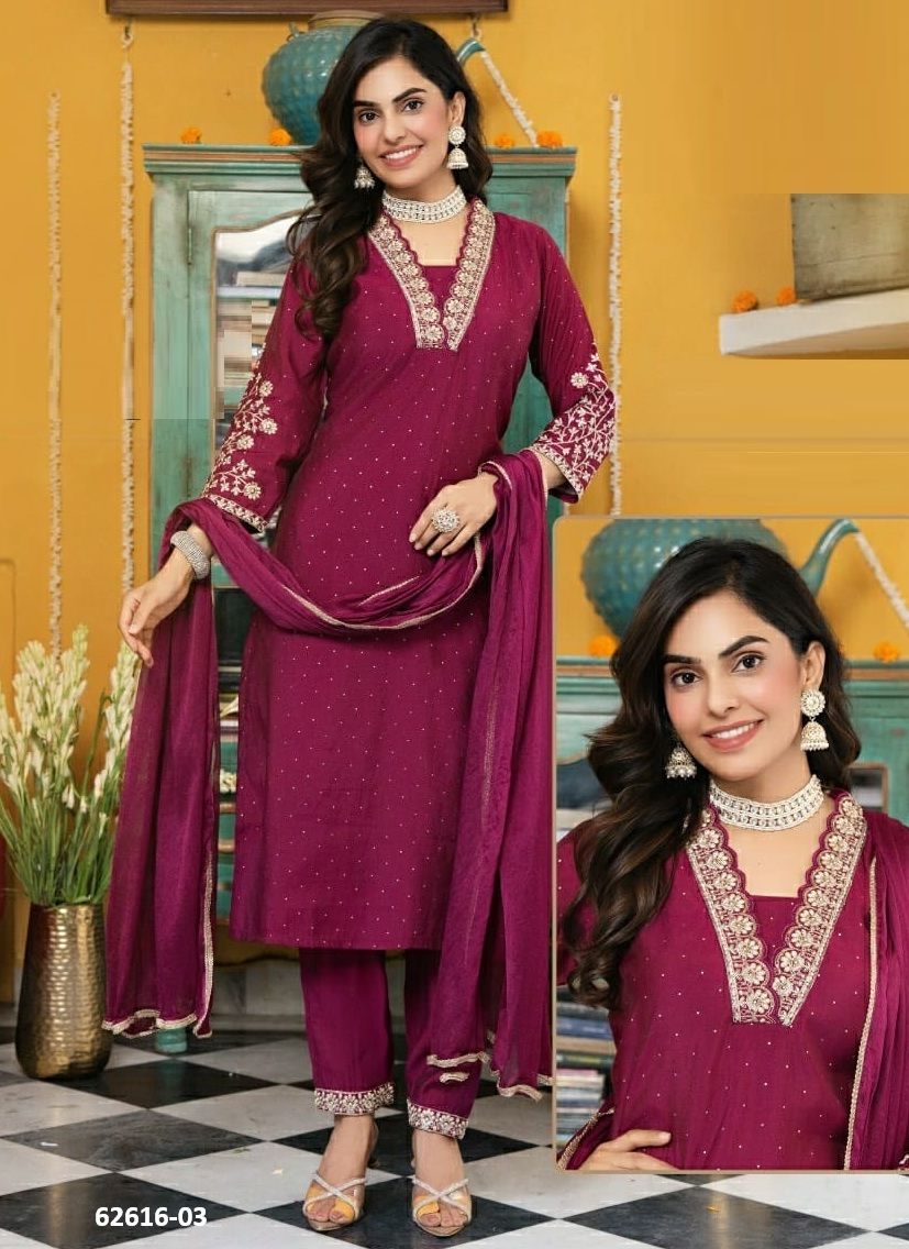 ZIL - Catalog # 62616 (Set of 6 Readymade Salwar Suits) by Kaya Ahmedabad
