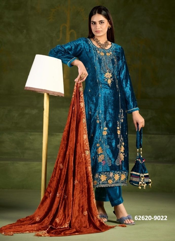 ROMAN VELVET 2 - Catalog # 62620 (Set of 4 Semi-Stitched / Un-Stitched Suits) by Four Dots ROMAN VELVET 2 - Catalog # 62620 (Set of 4 Semi-Stitched / Un-Stitched Suits) by Four Dots
