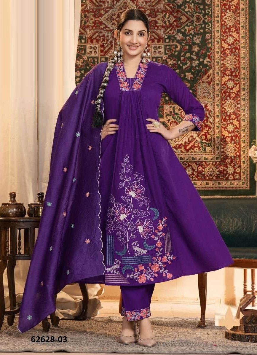 CRSYTAL - Catalog # 62628 (Set of 6 Readymade Salwar Suits) by Kaya Ahmedabad