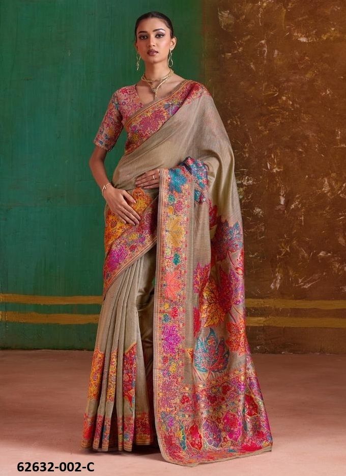 PURE KASHMIRI 2 - Catalog # 62632 (Set of 6 Sarees) by Rajtex Fabrics