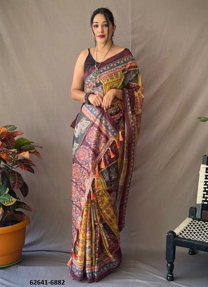 KALAMKARI PRINT - Catalog # 62641 (Set of 4 Sarees) by Desi Muse KALAMKARI PRINT - Catalog # 62641 (Set of 4 Sarees) by Desi Muse