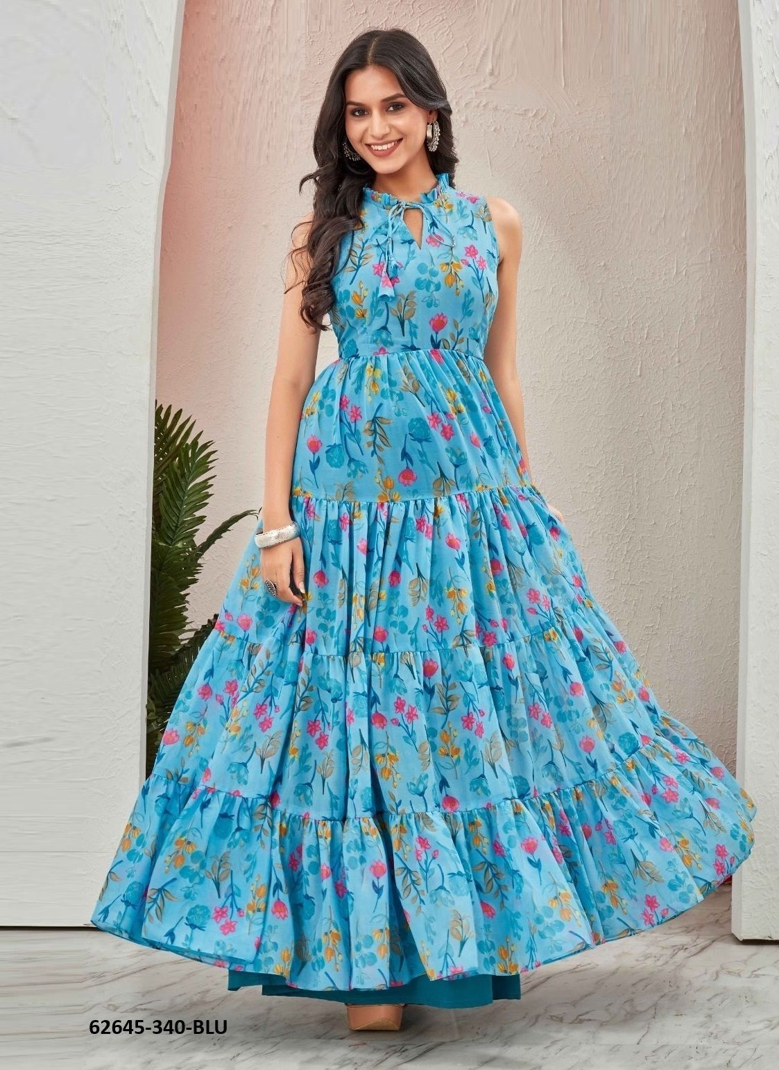 GRASSY - Catalog # 62645 (Set of 4 Readymade Gowns) by Chansi Trendz GRASSY - Catalog # 62645 (Set of 4 Readymade Gowns) by Chansi Trendz