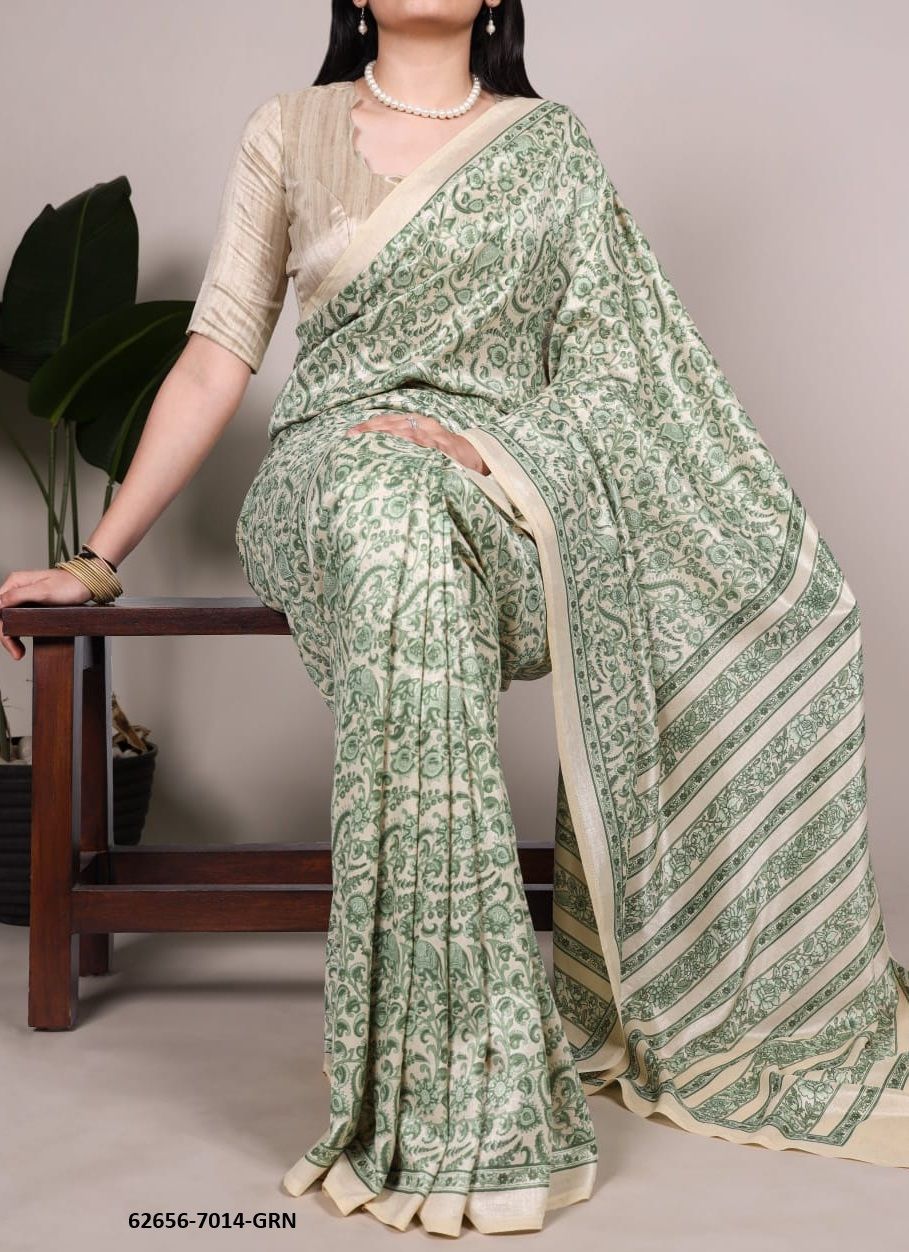 TUSSER SILK SERIES 7014 - Catalog # 62656 (Set of 4 Sarees) by Meheriya