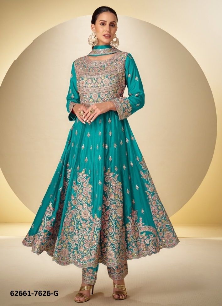 RASBARI - Catalog # 62661 (Set of 6 Readymade Salwar Suits) by Gulkayra Designer