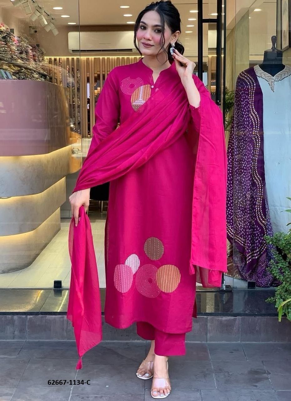 SERIES 1134 - Catalog # 62667 (Set of 3 Readymade Salwar Suits) by Meheriya