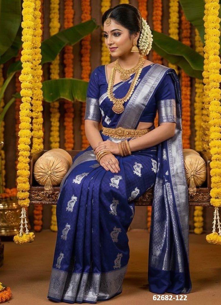 SILVER PALLAKU - Catalog # 62682 (Set of 6 Sarees) by Serengeti
