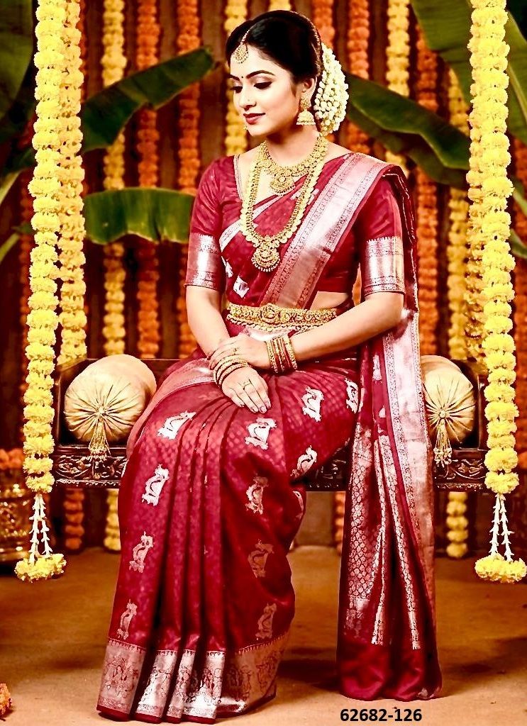 SILVER PALLAKU - Catalog # 62682 (Set of 6 Sarees) by Serengeti