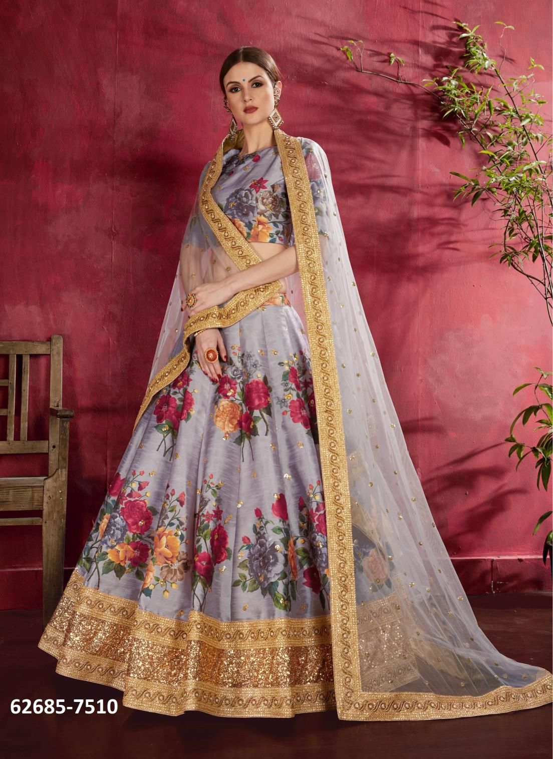 CARNATIONS - Catalog # 62685 (Set of 11 Semi-Stitched Lehengas) by Desi Muse CARNATIONS - Catalog # 62685 (Set of 11 Semi-Stitched Lehengas) by Desi Muse