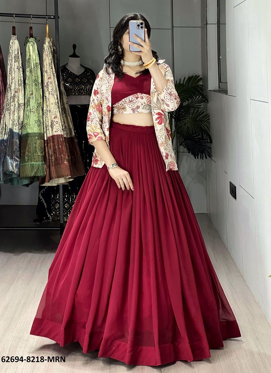 LEHENGA WITH KOTI - Catalog # 62694 (Set of 2 Readymade Lehengas) by Jagraasa