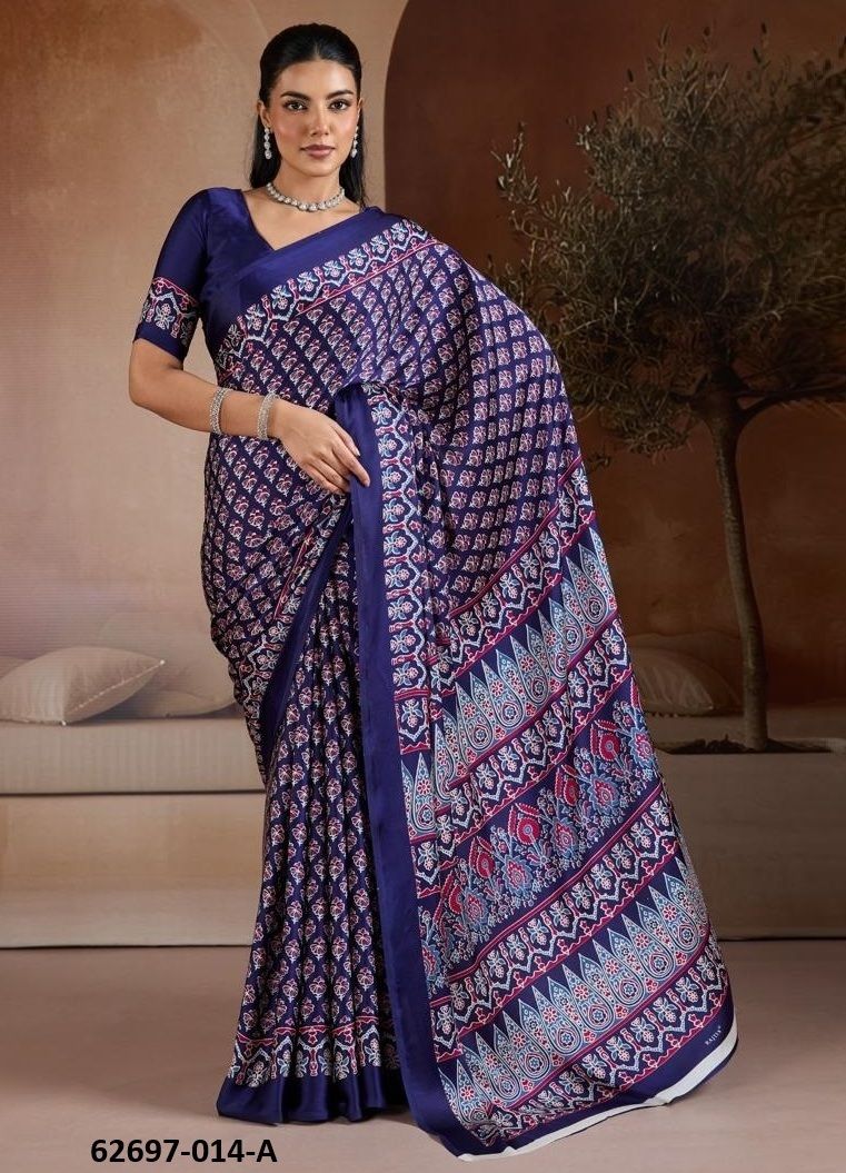 PURE AJRAKH PRINT 14 - Catalog # 62697 (Set of 6 Sarees) by Rajtex Fabrics PURE AJRAKH PRINT 14 - Catalog # 62697 (Set of 6 Sarees) by Rajtex Fabrics