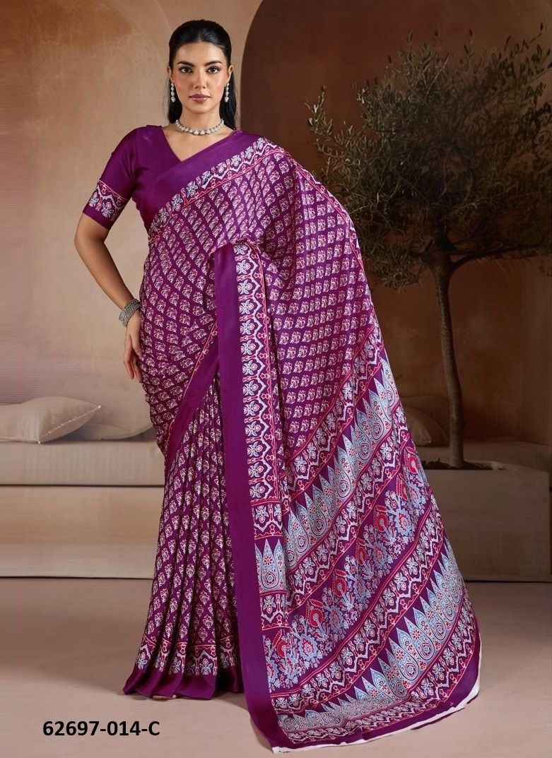 PURE AJRAKH PRINT 14 - Catalog # 62697 (Set of 6 Sarees) by Rajtex Fabrics PURE AJRAKH PRINT 14 - Catalog # 62697 (Set of 6 Sarees) by Rajtex Fabrics