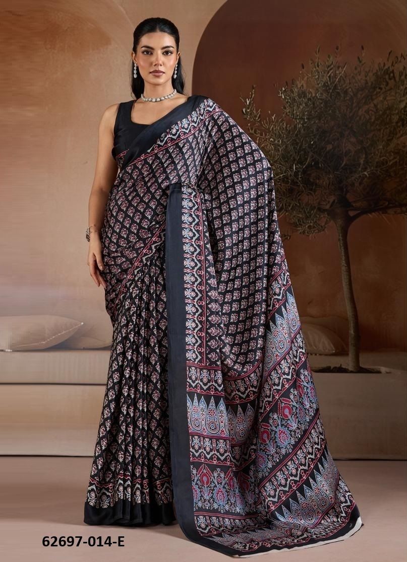 PURE AJRAKH PRINT 14 - Catalog # 62697 (Set of 6 Sarees) by Rajtex Fabrics PURE AJRAKH PRINT 14 - Catalog # 62697 (Set of 6 Sarees) by Rajtex Fabrics