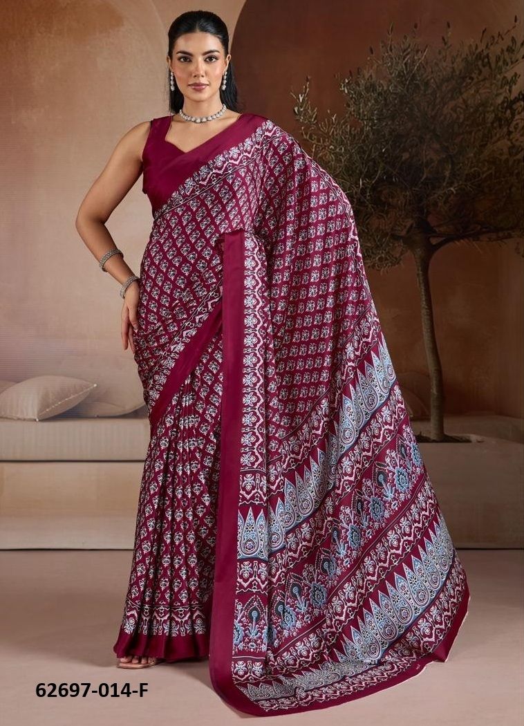 PURE AJRAKH PRINT 14 - Catalog # 62697 (Set of 6 Sarees) by Rajtex Fabrics PURE AJRAKH PRINT 14 - Catalog # 62697 (Set of 6 Sarees) by Rajtex Fabrics