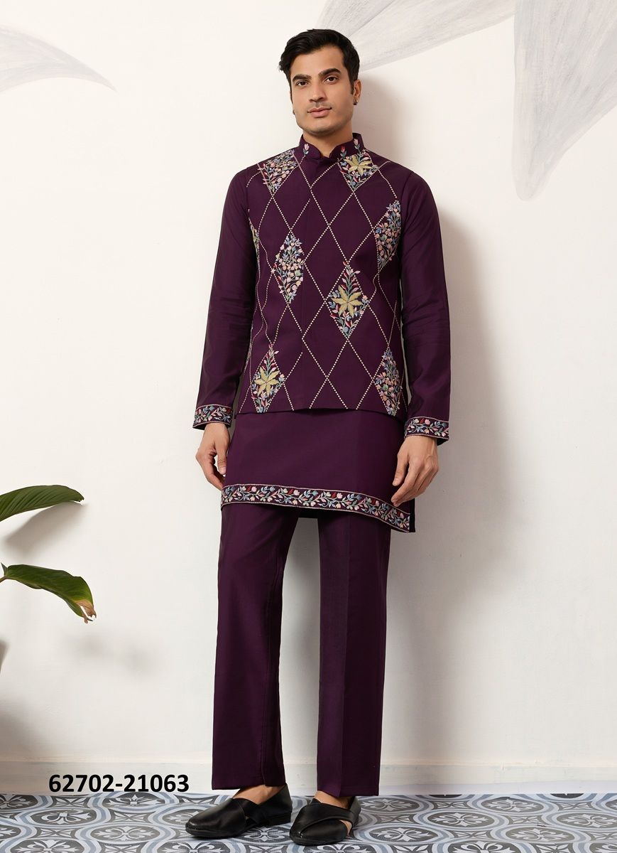 ROYAL RIVAAJ KOTI - Catalog # 62702 (Set of 3 Men's Ethnic Wear) by Desi Muse ROYAL RIVAAJ KOTI - Catalog # 62702 (Set of 3 Men's Ethnic Wear) by Desi Muse