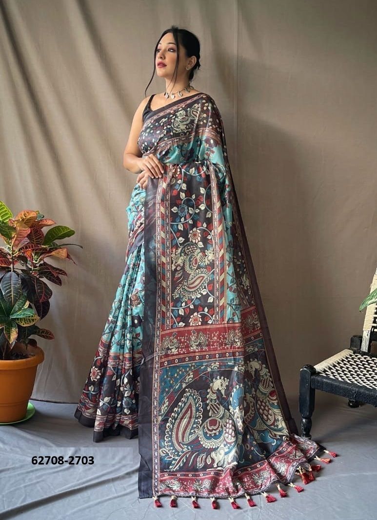 MALAI KALAMKARI 2 - Catalog # 62708 (Set of 5 Sarees) by Jagraasa MALAI KALAMKARI 2 - Catalog # 62708 (Set of 5 Sarees) by Jagraasa