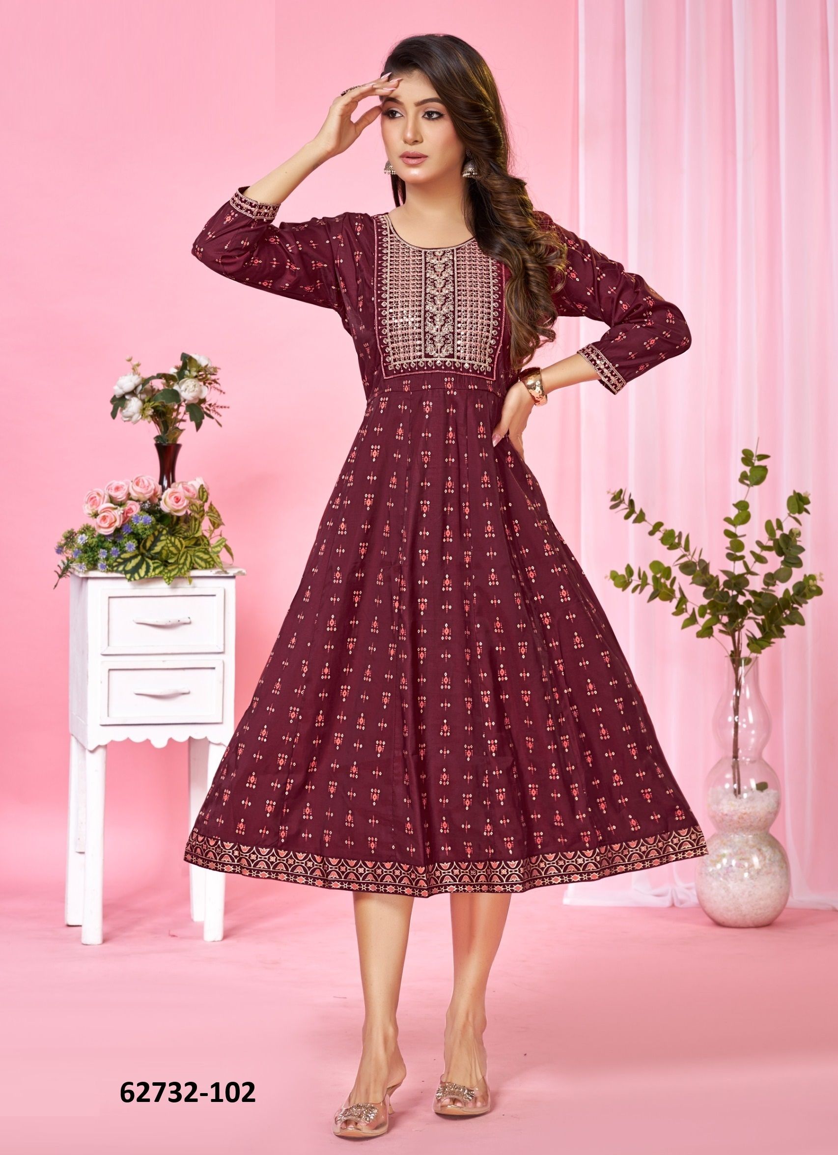 PREMEY - Catalog # 62732 (Set of 6 Readymade Women's Kurtis / Tops) by Dee Cee