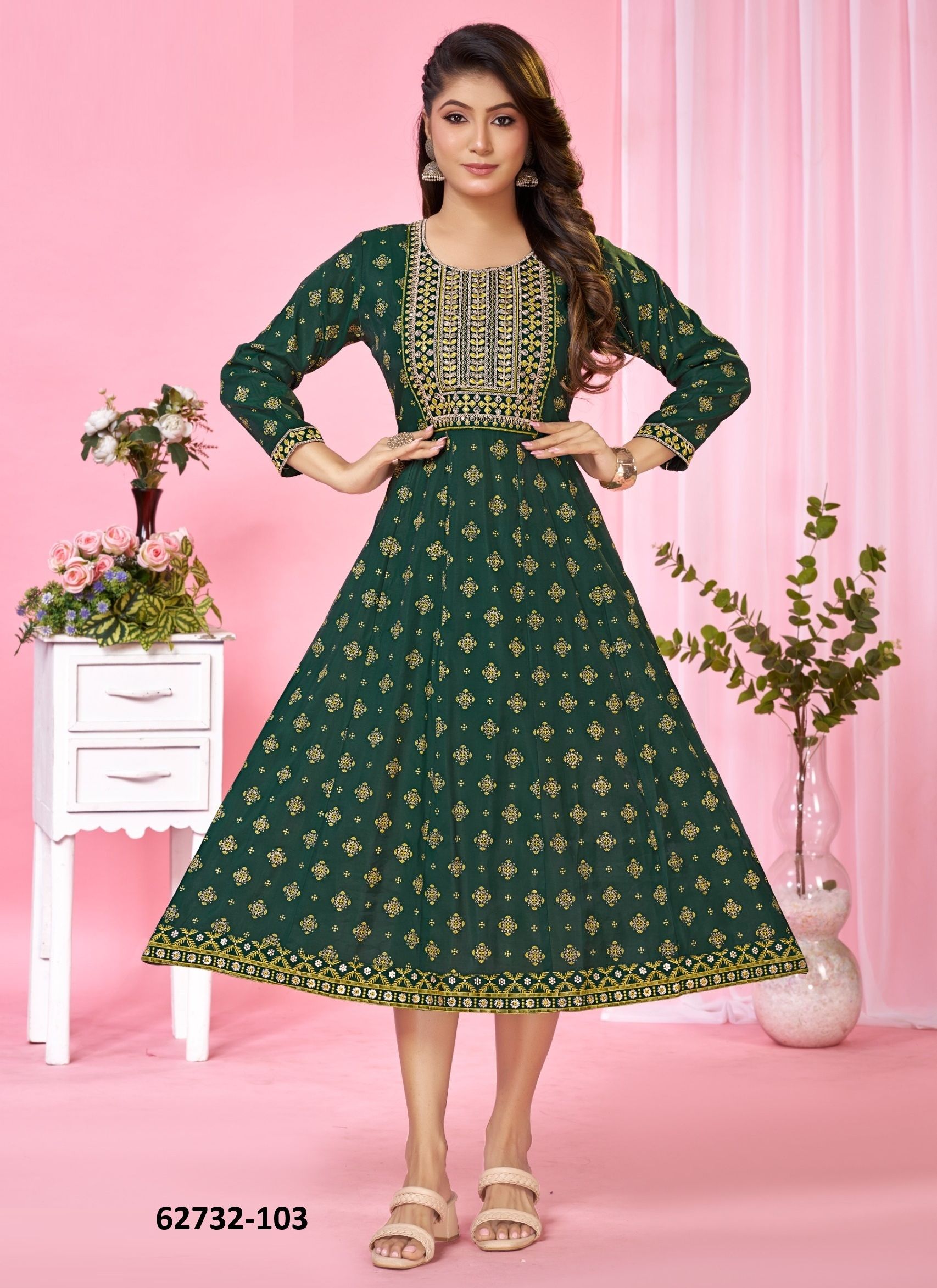 PREMEY - Catalog # 62732 (Set of 6 Readymade Women's Kurtis / Tops) by Dee Cee