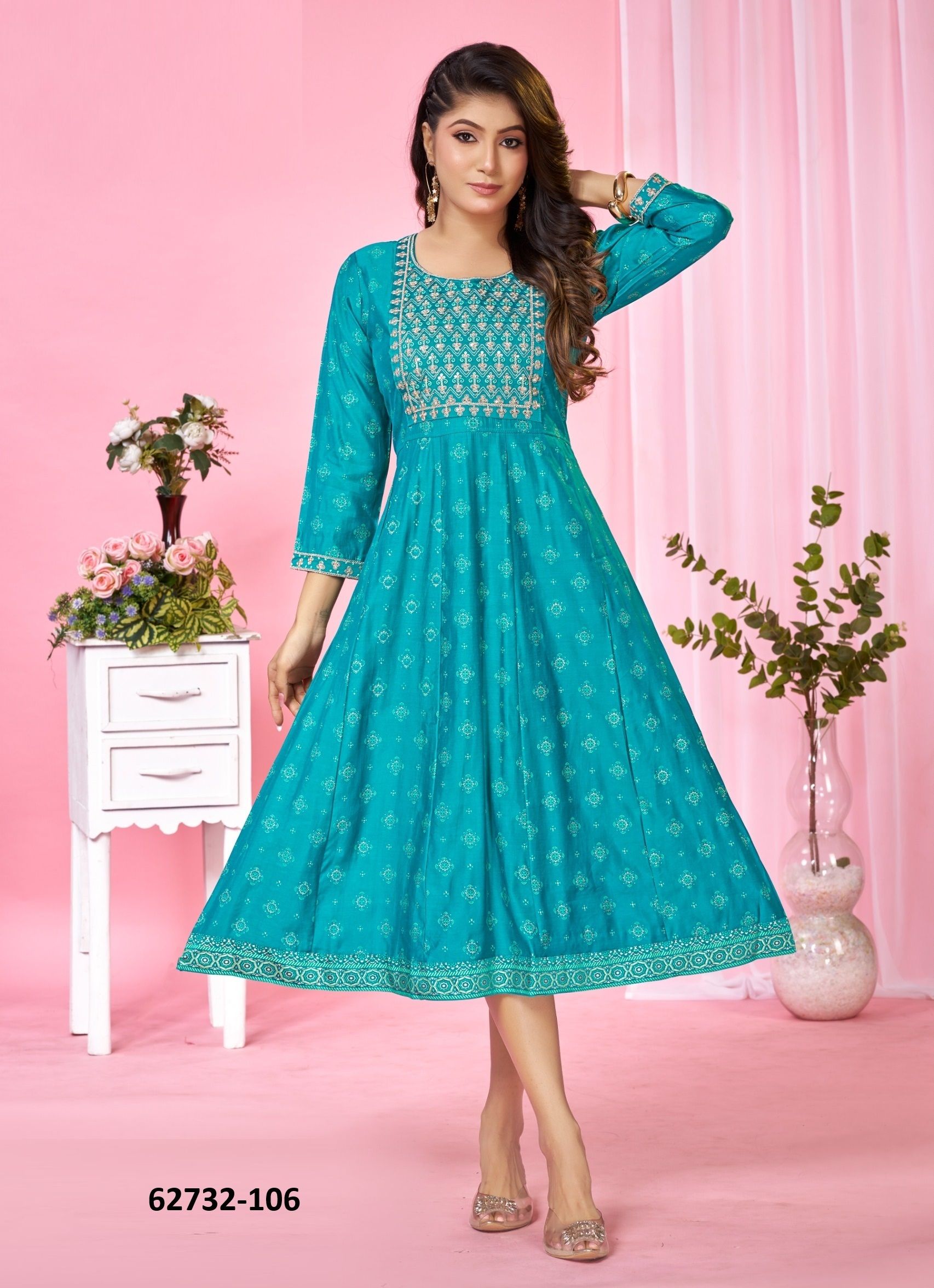 PREMEY - Catalog # 62732 (Set of 6 Readymade Women's Kurtis / Tops) by Dee Cee