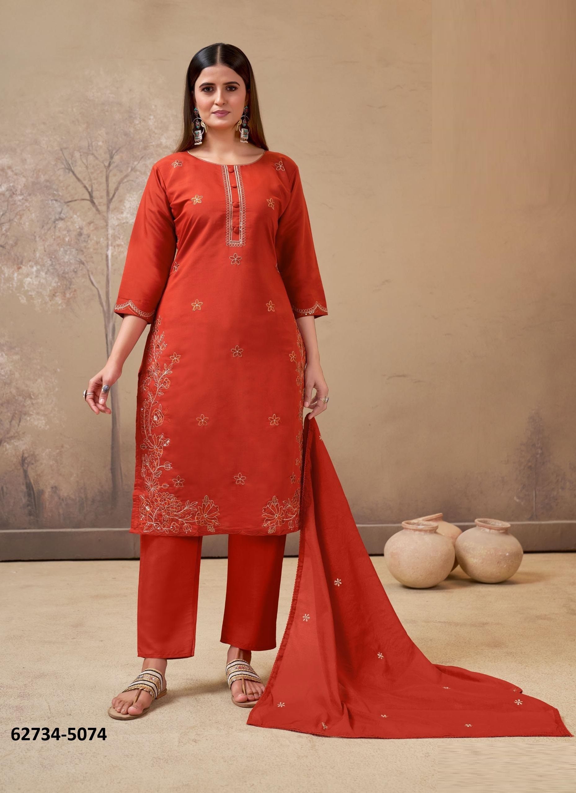 HIBA - Catalog # 62734 (Set of 4 Readymade Salwar Suits) by Meheriya