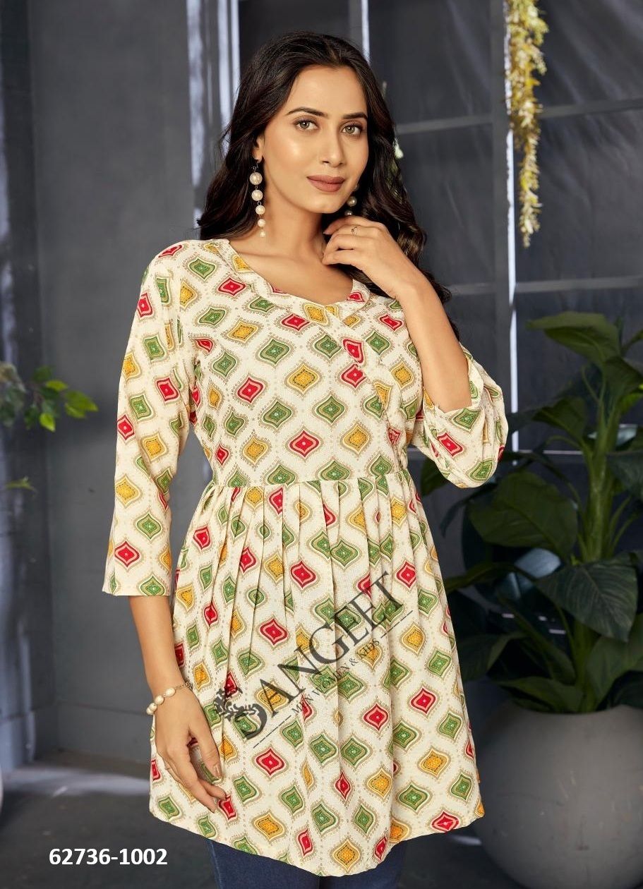 RANGOLI 1 - Catalog # 62736 (Set of 4 Readymade Women's Kurtis / Tops) by Sangeet