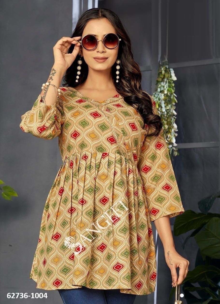 RANGOLI 1 - Catalog # 62736 (Set of 4 Readymade Women's Kurtis / Tops) by Sangeet