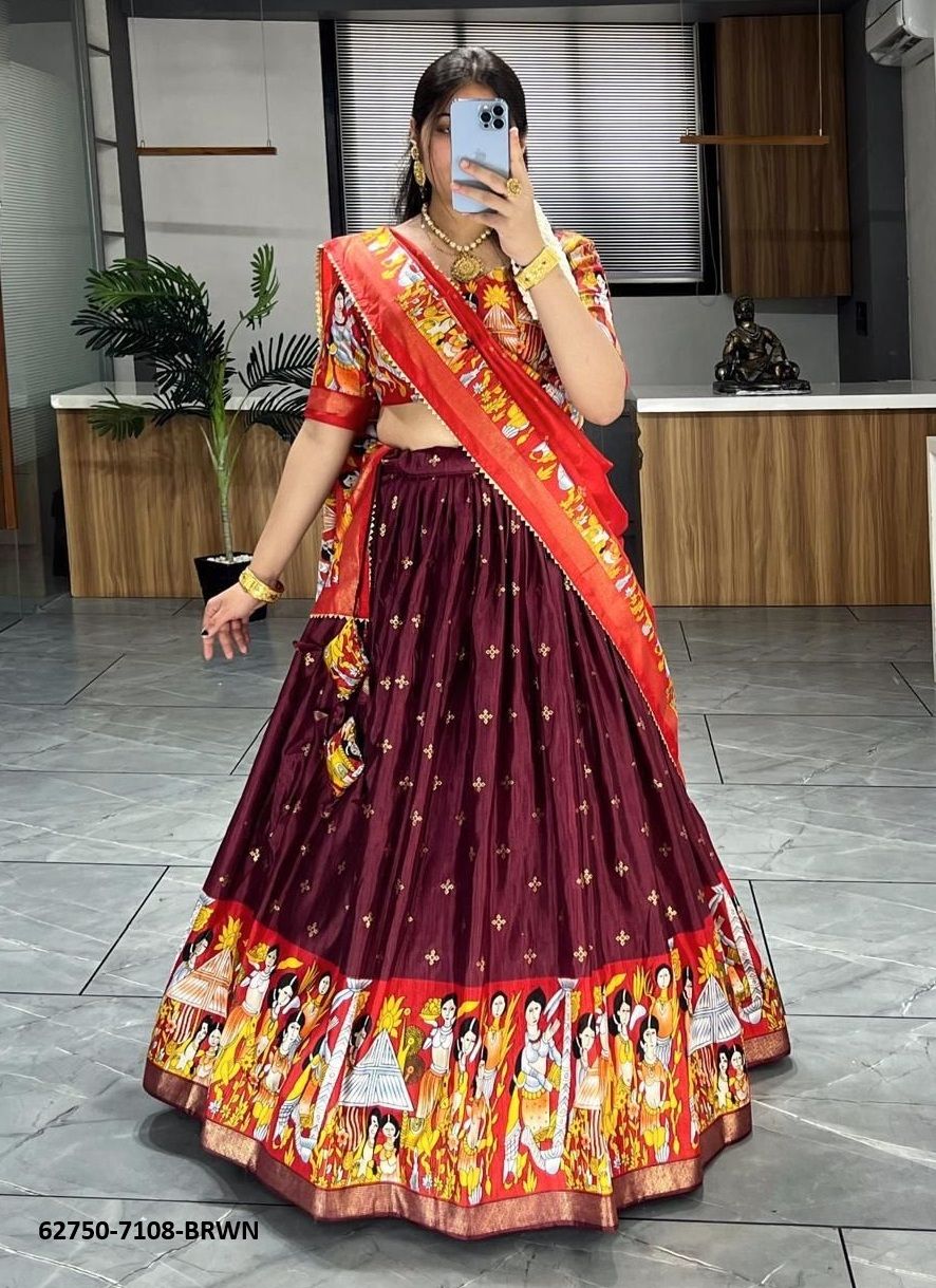 SERIES 7108 - Catalog # 62750 (Set of 2 Semi-Stitched Lehengas) by Aabharan SERIES 7108 - Catalog # 62750 (Set of 2 Semi-Stitched Lehengas) by Aabharan