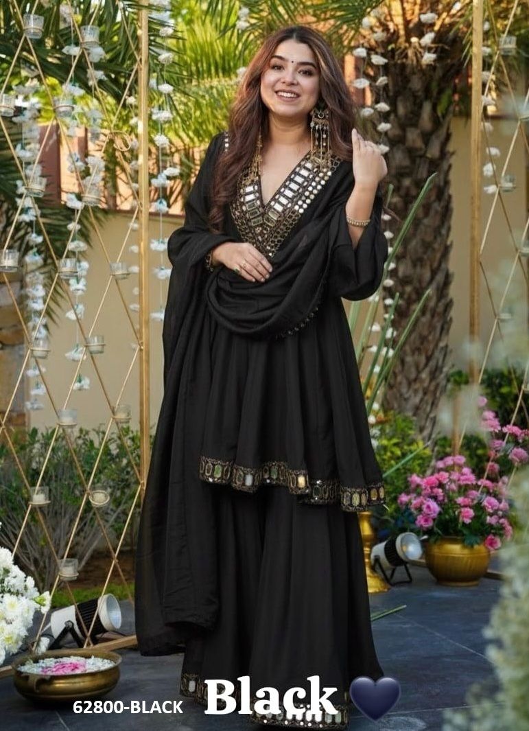 CHINON GLITTER SHARARA - Catalog # 62800 (Set of 11 Readymade Salwar Suits) by Desi Muse