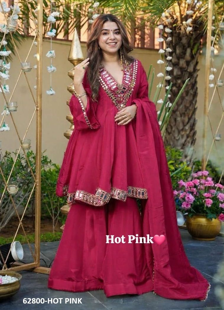 CHINON GLITTER SHARARA - Catalog # 62800 (Set of 11 Readymade Salwar Suits) by Desi Muse