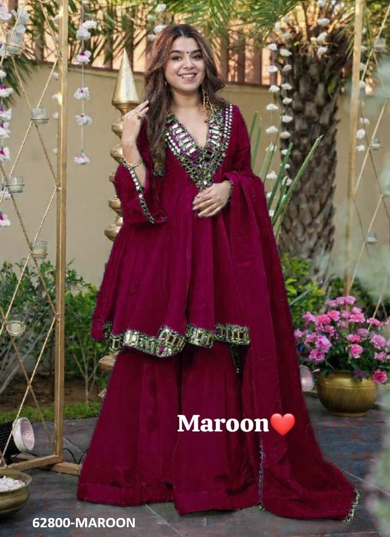CHINON GLITTER SHARARA - Catalog # 62800 (Set of 11 Readymade Salwar Suits) by Desi Muse