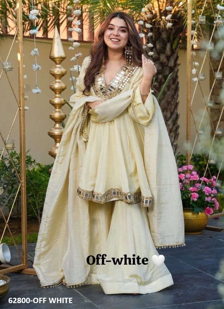 CHINON GLITTER SHARARA - Catalog # 62800 (Set of 11 Readymade Salwar Suits) by Desi Muse