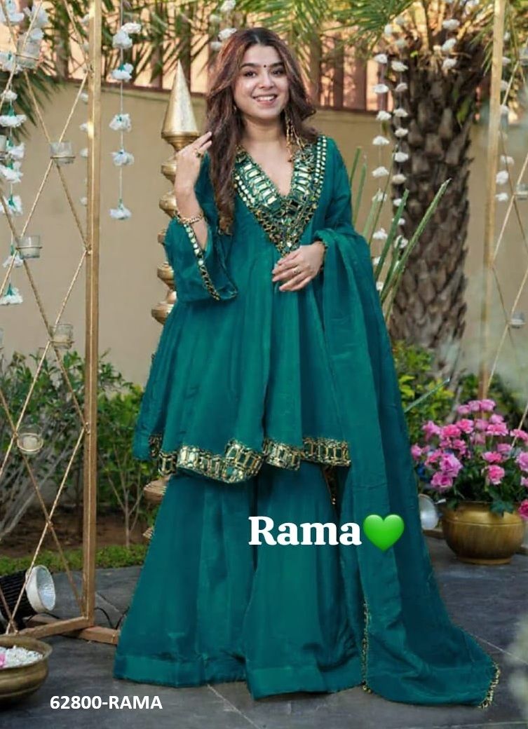 CHINON GLITTER SHARARA - Catalog # 62800 (Set of 11 Readymade Salwar Suits) by Desi Muse