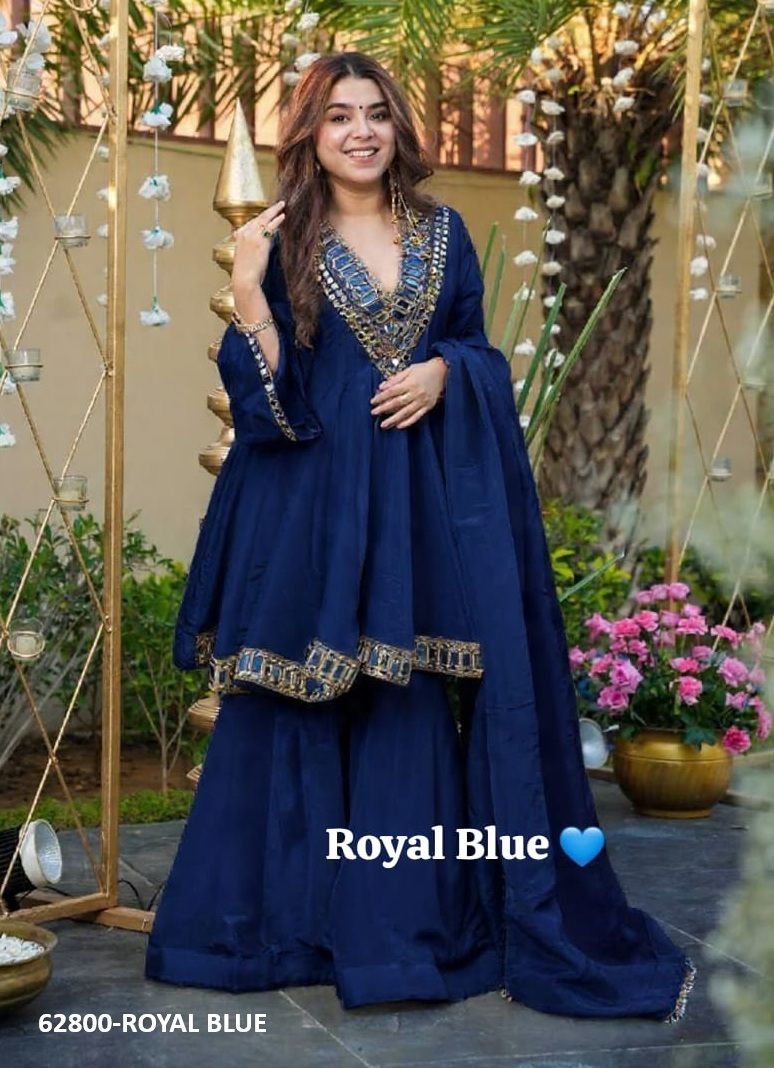 CHINON GLITTER SHARARA - Catalog # 62800 (Set of 11 Readymade Salwar Suits) by Desi Muse