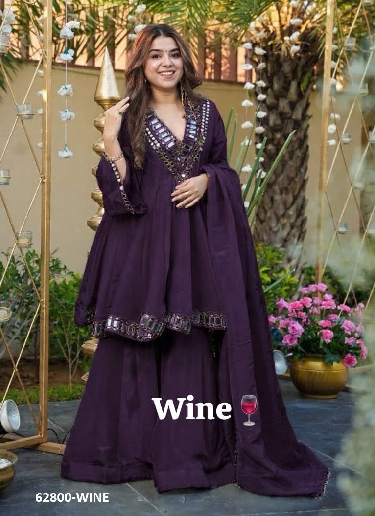 CHINON GLITTER SHARARA - Catalog # 62800 (Set of 11 Readymade Salwar Suits) by Desi Muse