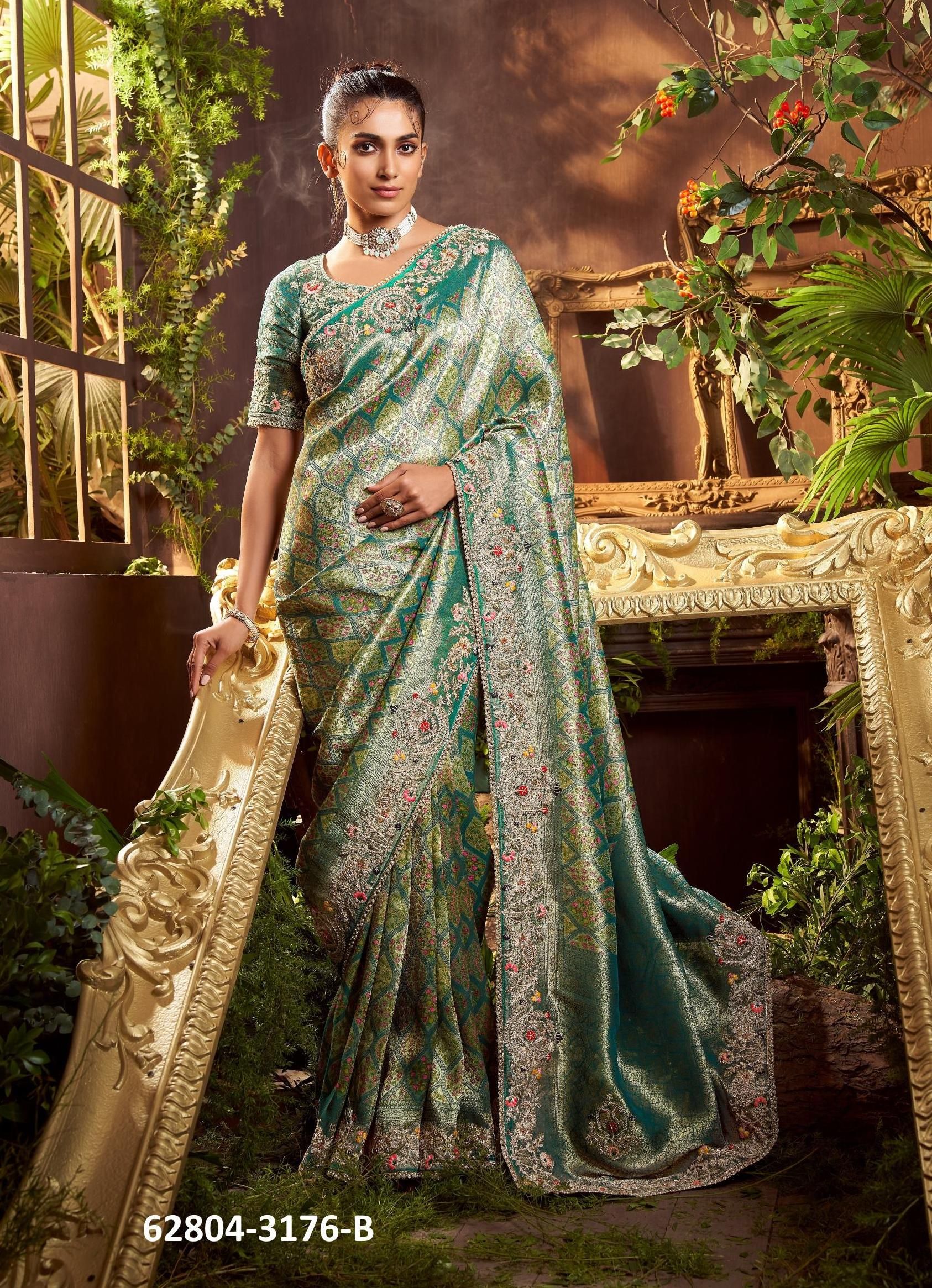 KANCHIPURAM COUTURE - Catalog # 62804 (Set of 6 Sarees) by Serengeti