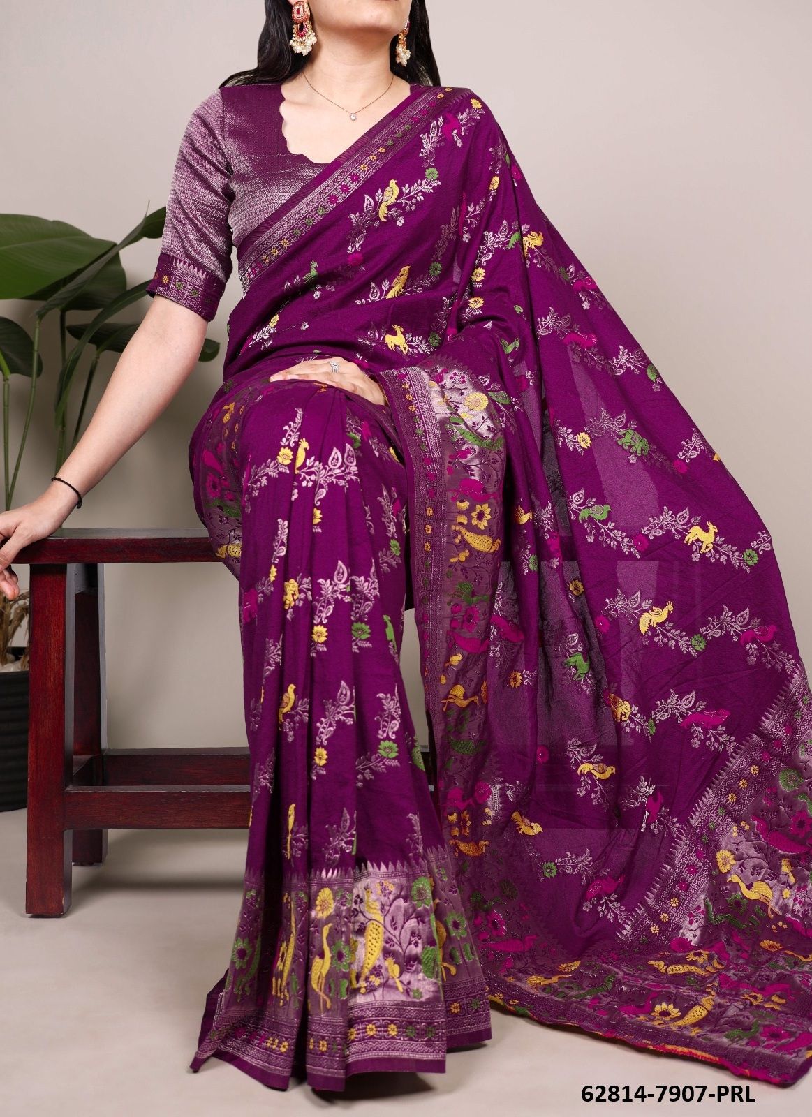 NYLON SILK SERIES 7907 - Catalog # 62814 (Set of 4 Sarees) by Meheriya
