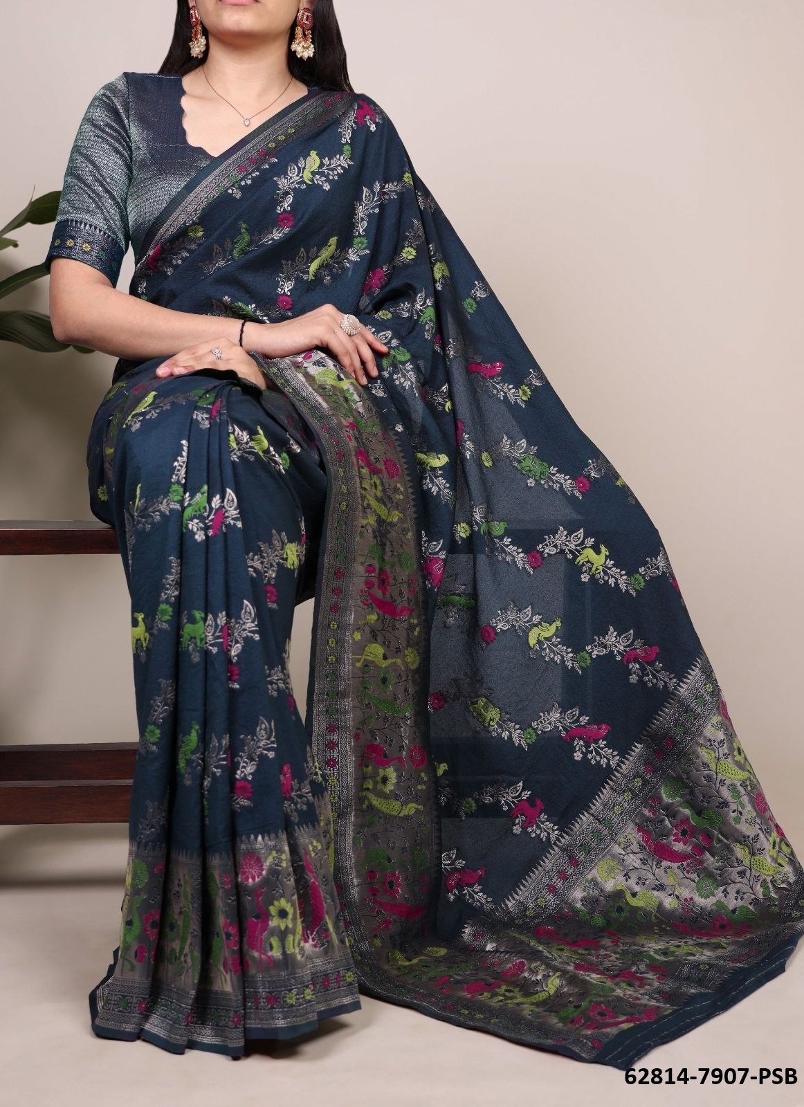 NYLON SILK SERIES 7907 - Catalog # 62814 (Set of 4 Sarees) by Meheriya