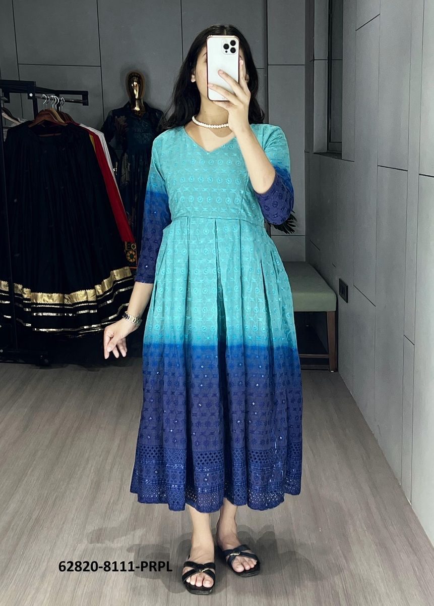 RAINBOW SHADED CHIKANKARI COTTON - Catalog # 62820 (Set of 3 Readymade Women's Kurtis / Tops) by Desi Muse RAINBOW SHADED CHIKANKARI COTTON - Catalog # 62820 (Set of 3 Readymade Women's Kurtis / Tops) by Desi Muse