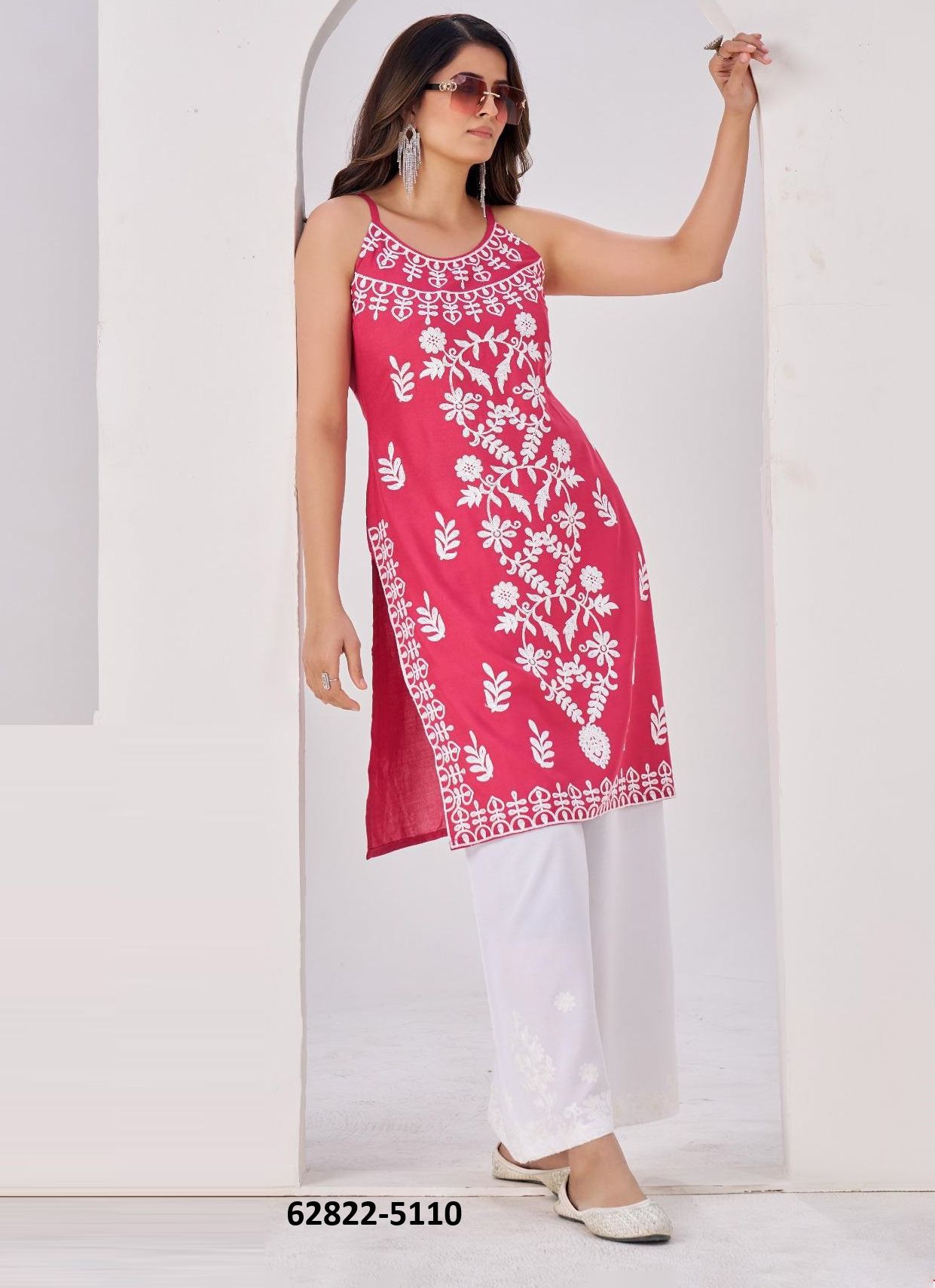 ATHENA [SLEEVELESS] - Catalog # 62822 (Set of 4 Readymade Women's Kurtis / Tops) by Damac Couture