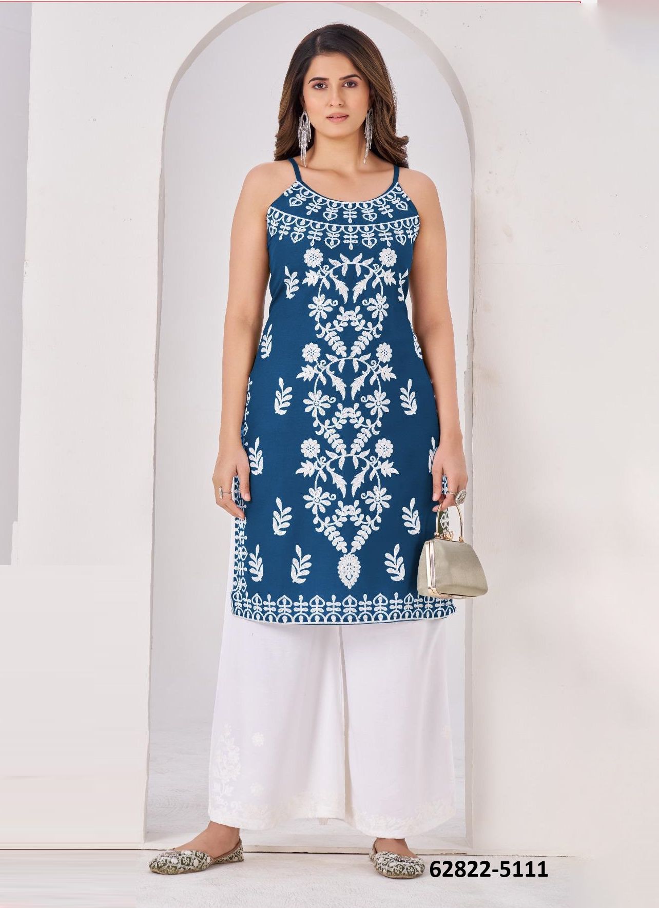ATHENA [SLEEVELESS] - Catalog # 62822 (Set of 4 Readymade Women's Kurtis / Tops) by Damac Couture