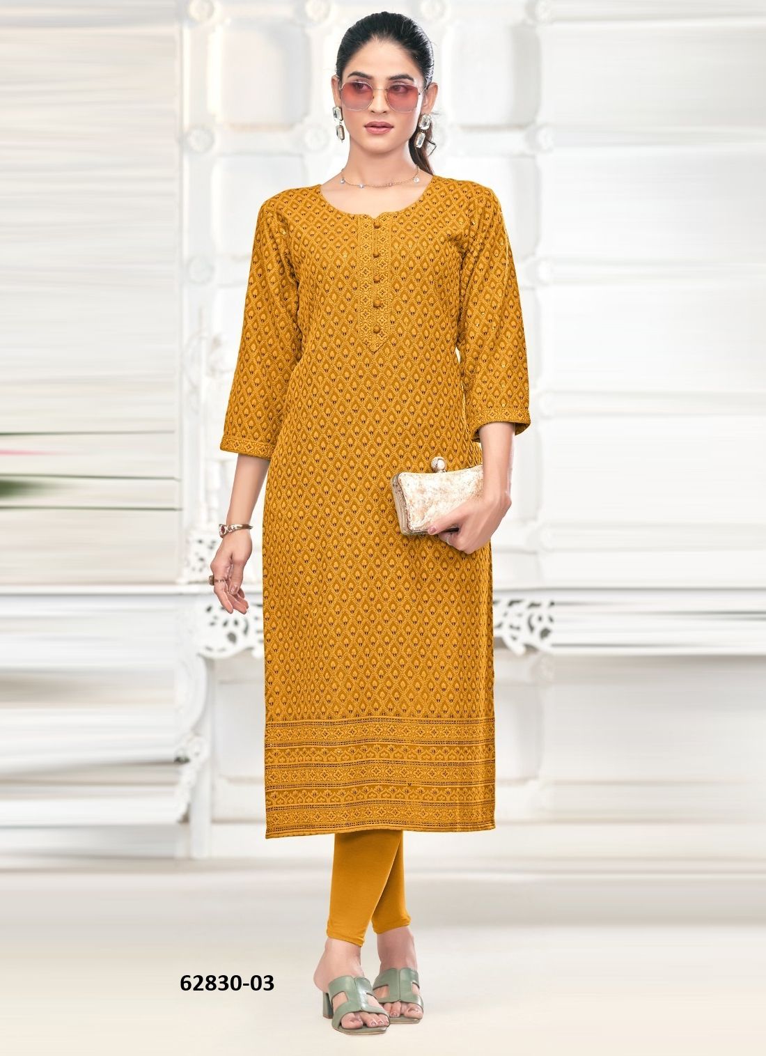 FREEDOM - Catalog # 62830 (Set of 7 SIZE-SETS [Readymade Salwar Suits]) by Tunic House