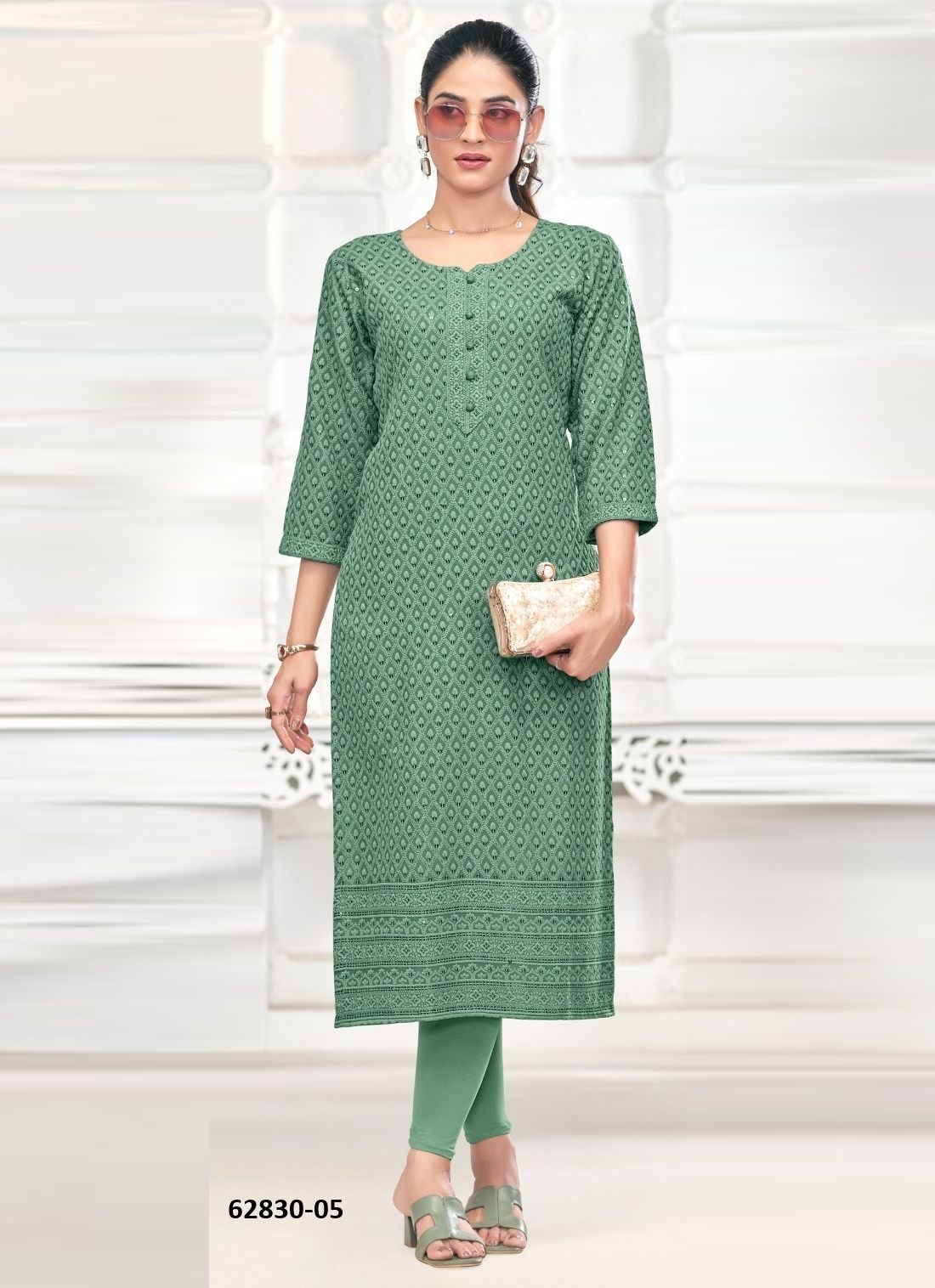 FREEDOM - Catalog # 62830 (Set of 7 SIZE-SETS [Readymade Salwar Suits]) by Tunic House