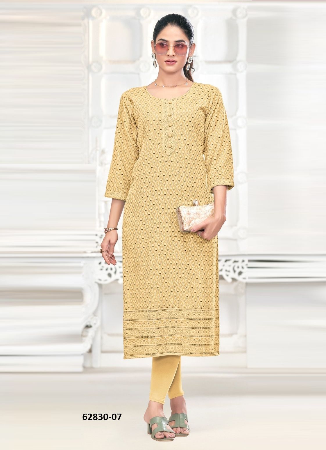 FREEDOM - Catalog # 62830 (Set of 7 SIZE-SETS [Readymade Salwar Suits]) by Tunic House