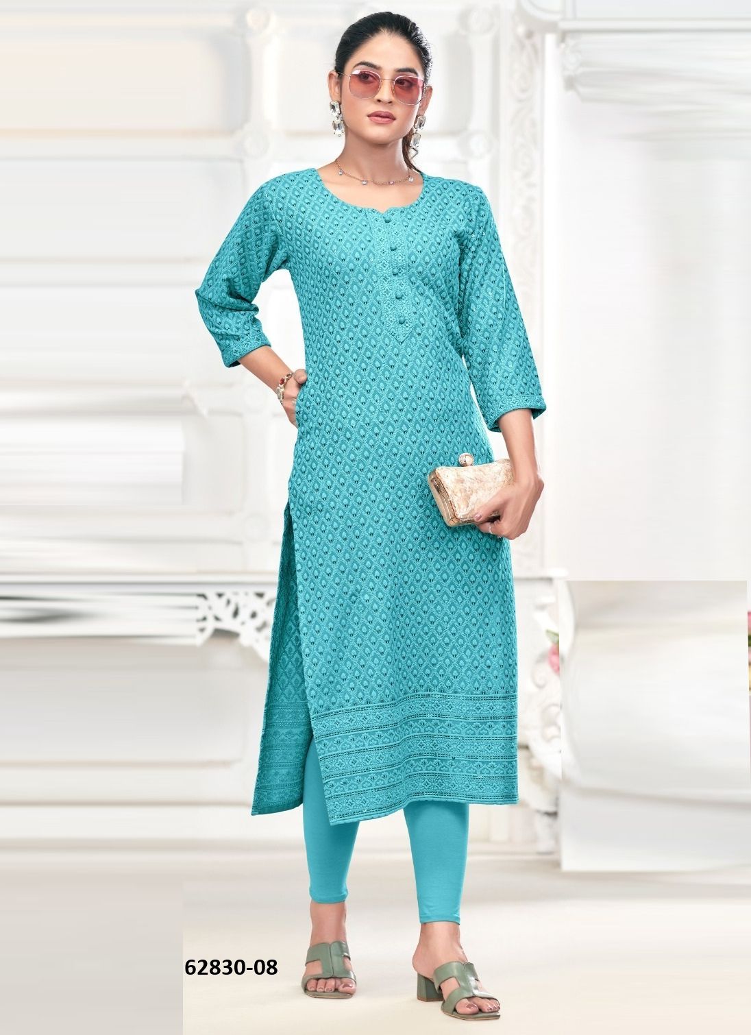 FREEDOM - Catalog # 62830 (Set of 7 SIZE-SETS [Readymade Salwar Suits]) by Tunic House