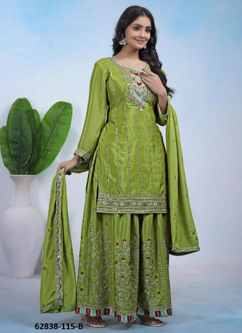 SHARARA SEQUINS 115 - Catalog # 62838 (Set of 2 Readymade Salwar Suits) by Desi Muse
