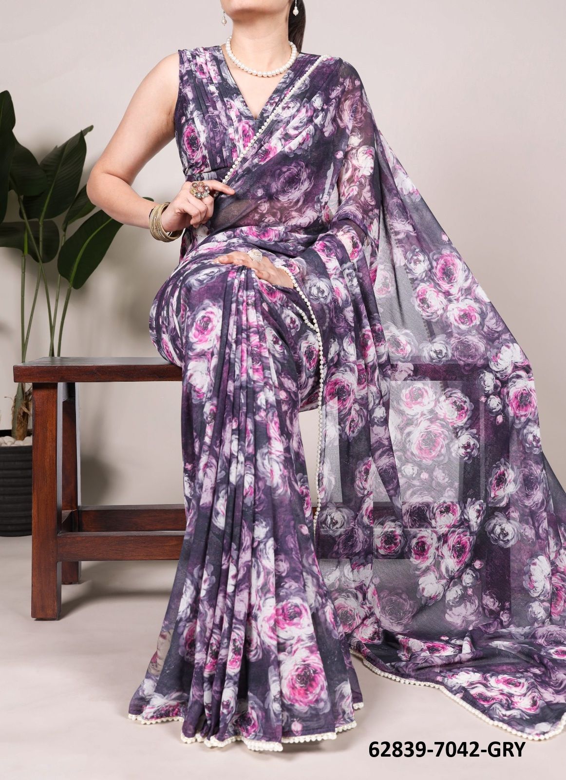FLORAL SERIES 7042 - Catalog # 62839 (Set of 4 Sarees) by Serengeti