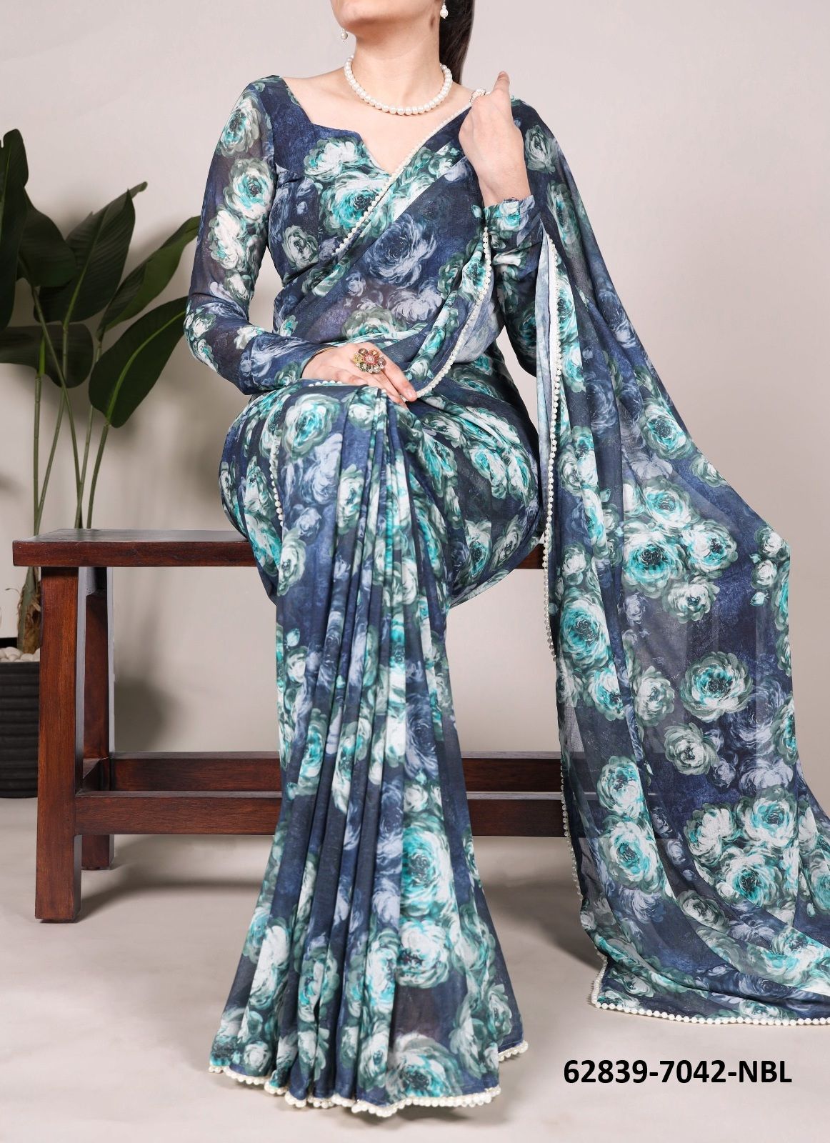 FLORAL SERIES 7042 - Catalog # 62839 (Set of 4 Sarees) by Serengeti